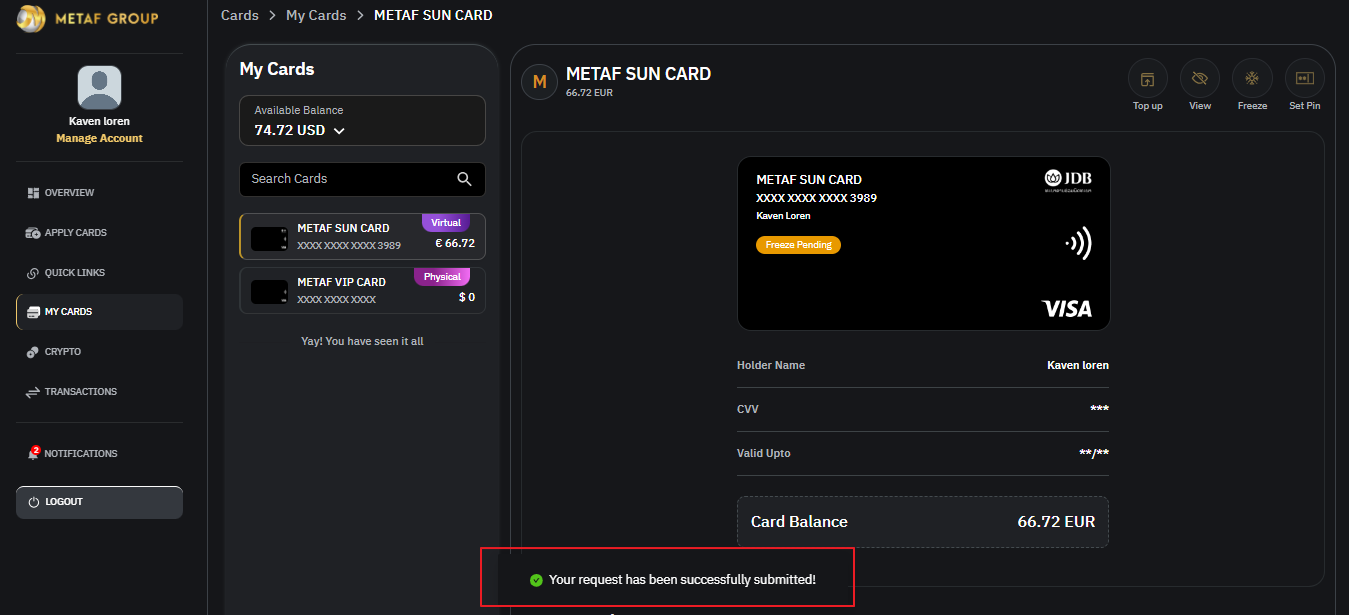 Your request successfully submitted